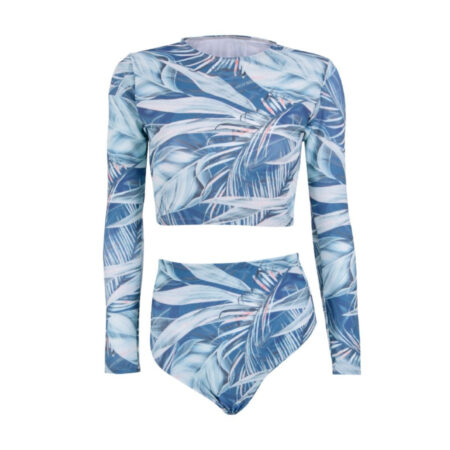 Sunsion Silver Leaf Print Bikini Set – 2-Piece Swimsuit for Women