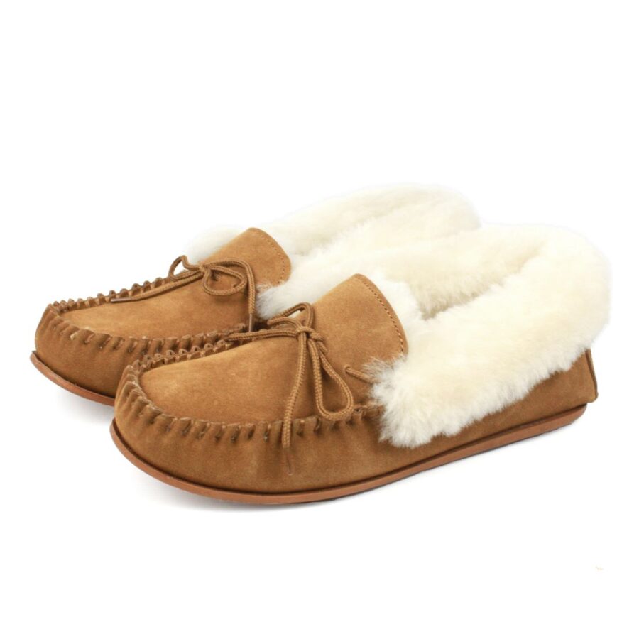 Sunsion Women’s Chestnut Hard Sole Sheepskin Slippers – Durable & Cozy