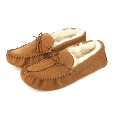 Sunsion Chestnut Sheepskin Slippers – Unisex Soft Sole Slip-Ons