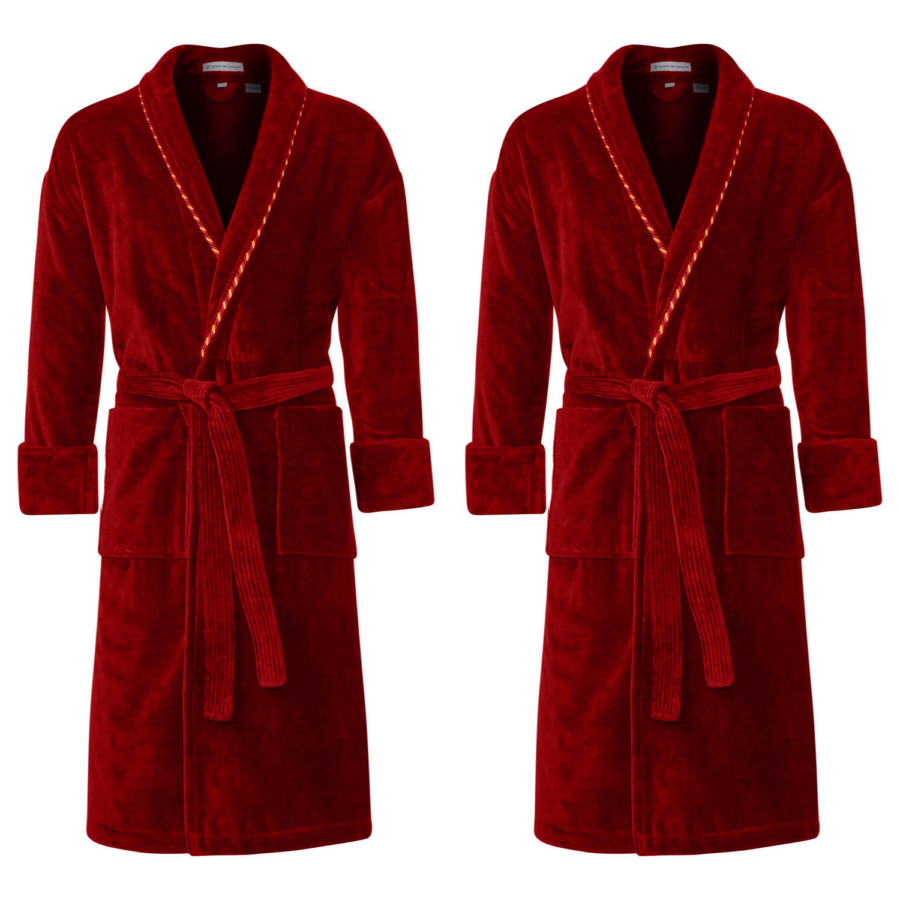 Sunsion Claret Velvet Robe Set – Luxury His & Hers Dressing Gown Bundle