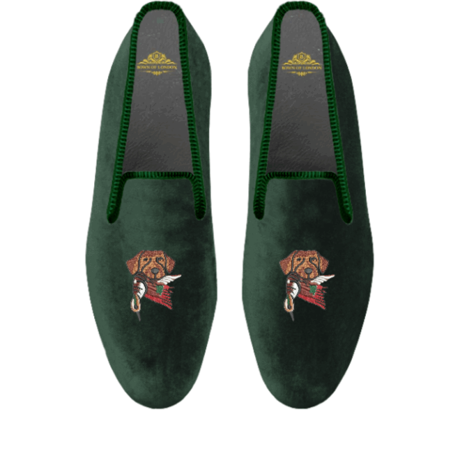 Sunsion Men’s Velvet Loafers – Embroidered Slip-On Slippers for Elegant Comfort
